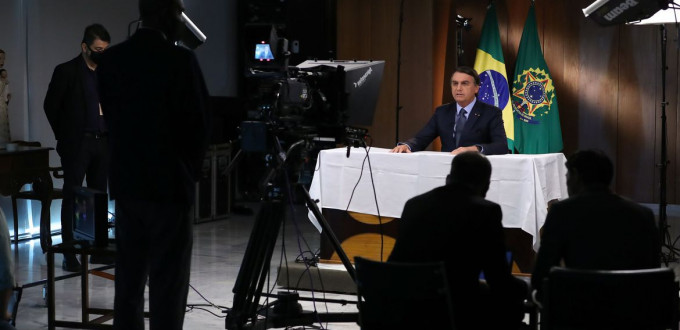(Brasília - DF, 16/09/2020) Gravação de discurso para a 75ª Assembleia Geral da ONU.
Foto: Marcos Corrêa/PR
