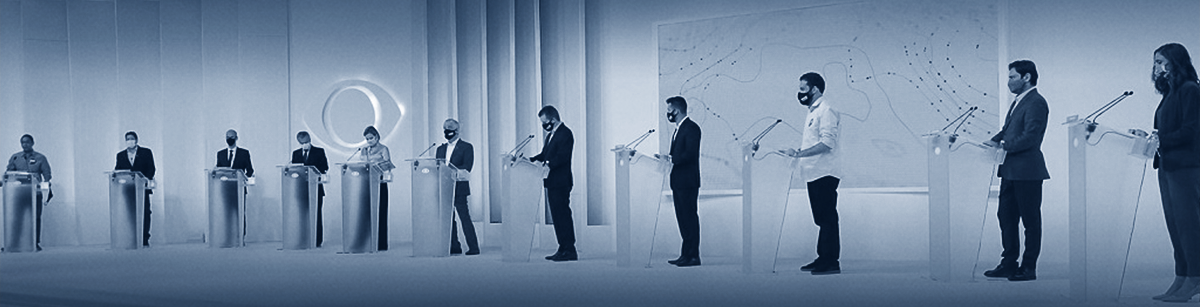Postulantes ao cargo de prefeito(a) de São Paulo, em debate transmitido pela Band, no dia 1º de outubro. Créditos da imagem: Band.
